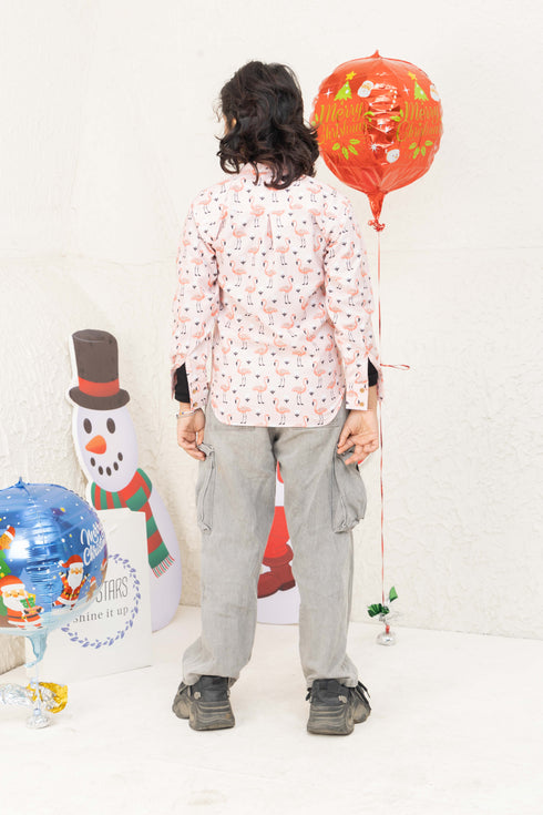 BUBBLE GUM PINK SANTA SHIRT